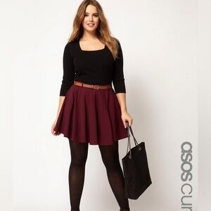 ASOS Curve Wine Burgundy Skater Skirt US 20 - Plus Size Skirt